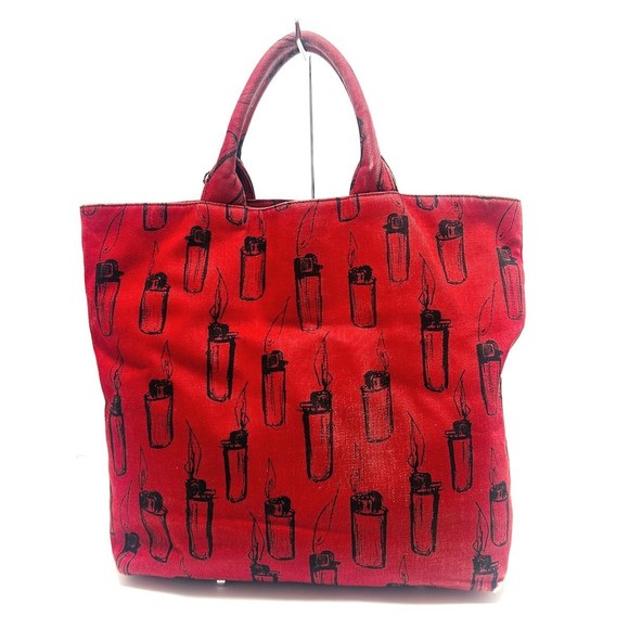 Miu Miu Tote Bag Lighter Pattern Red Black Leather - Picture 3 of 11